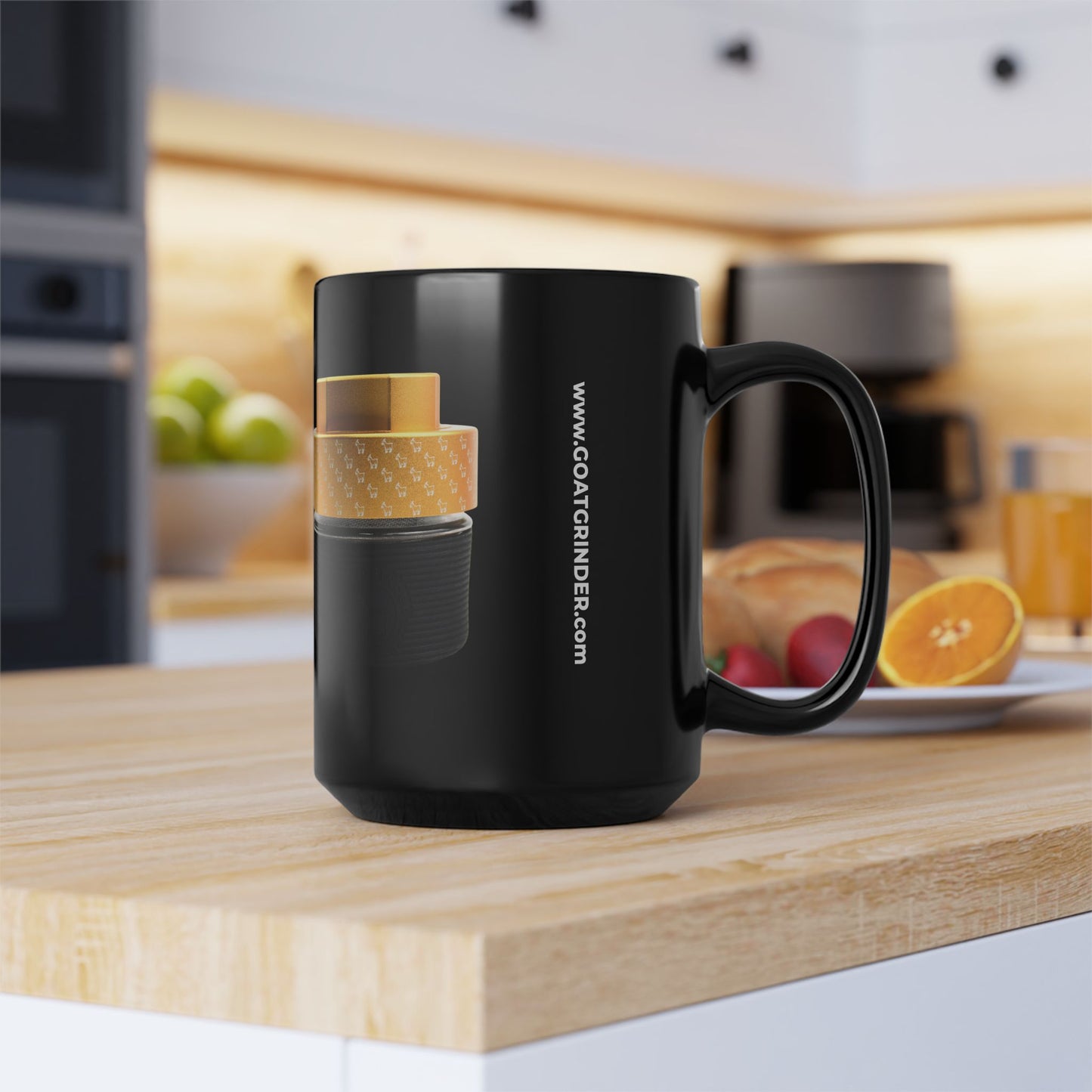 GOAT Grinder Black Mug - 15oz Coffee Cup for Cannabis Lovers